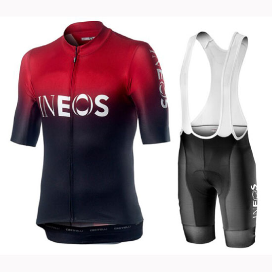 2019 Maillot Castelli Ineos Tirantes Mangas Cortas Negro Rojo